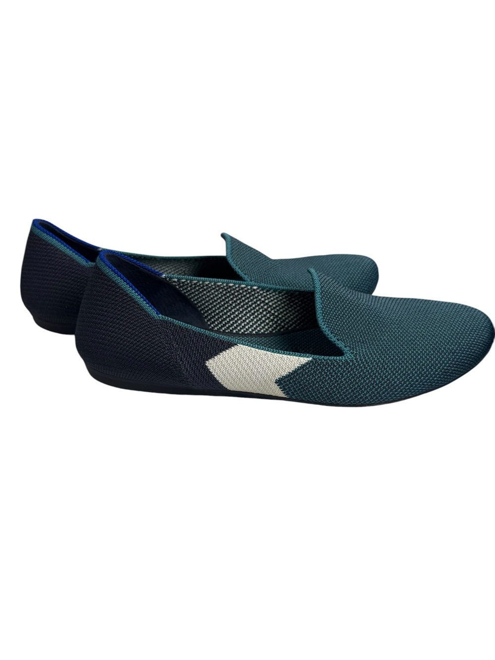Rothy’s Spruce Prep Shoes Teal Navy White Washable Knit Flat Size 6.5 - Picture 4 of 15